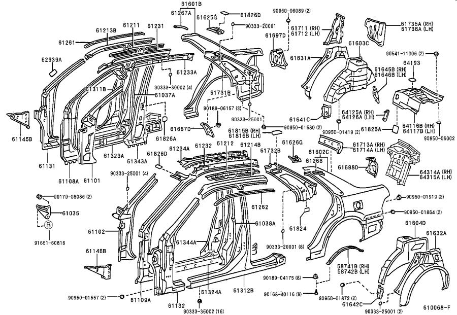 Lexus ES 300 Wheel Housing Bracket (Right, Rear). Body, Interior ...