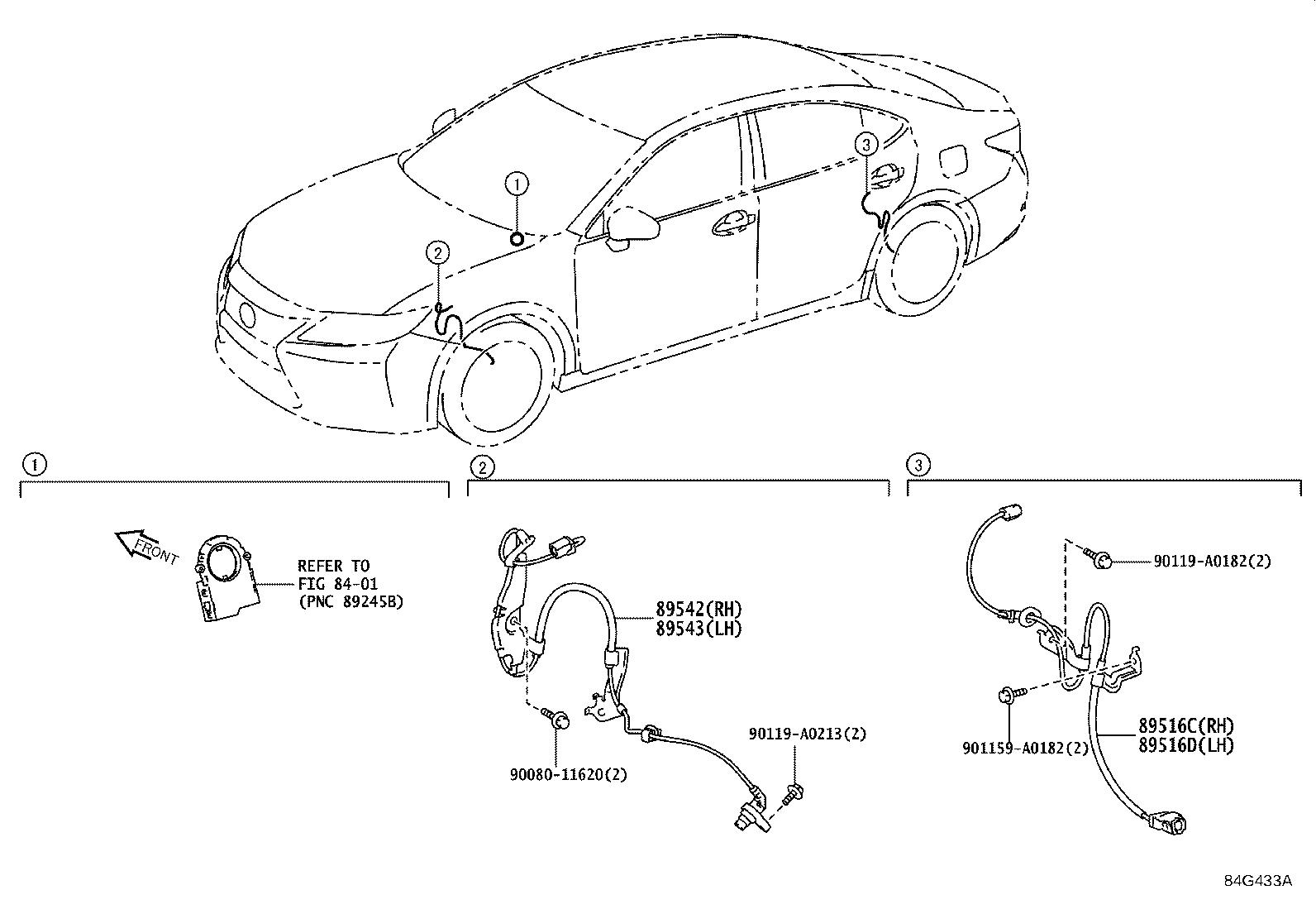 Lexus ES 350 Abs wheel speed sensor wiring harness (left) - 8951606160